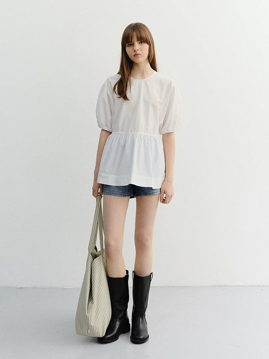 Dunst Ribboned Back Slit Blouse White