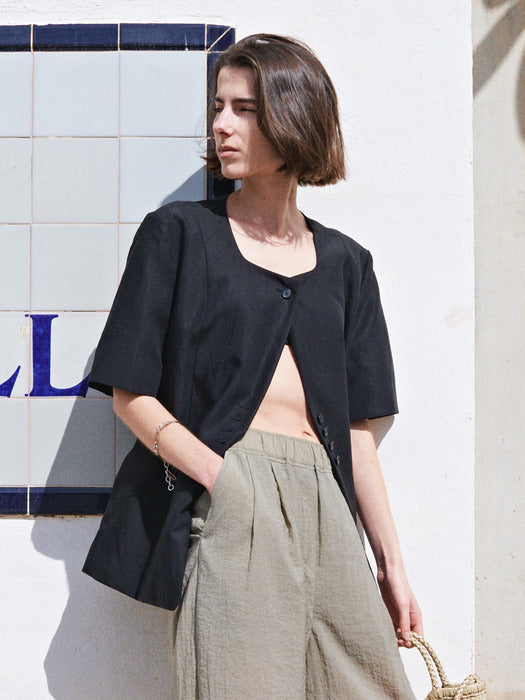 Loeuvre Square Neck Half Sleeve Jacket