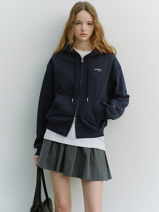 Dunst Unisex Cropped Zip-UP Hoodie Navy