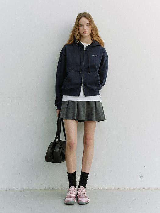 Dunst Unisex Cropped Zip-UP Hoodie Navy