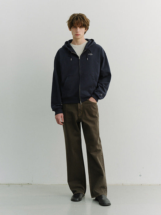 Dunst Unisex Cropped Zip-UP Hoodie Navy