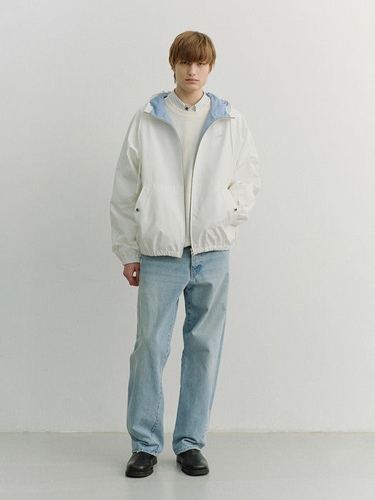 Dunst Unisex Logo Windbreaker White Soft Blue