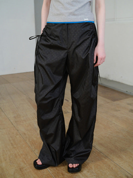 Raive Dot Shirring Ribbon Pants