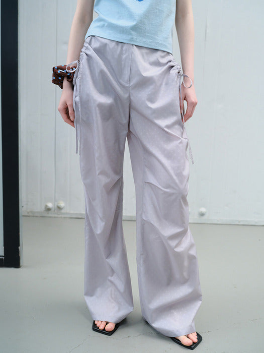 Raive Dot Shirring Ribbon Pants
