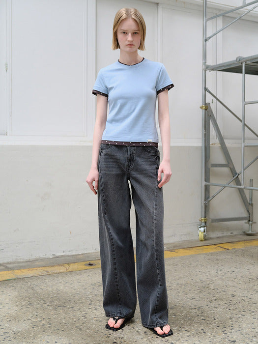 [raive] Curved Cutting Detail Denim VJ6ML479_2color