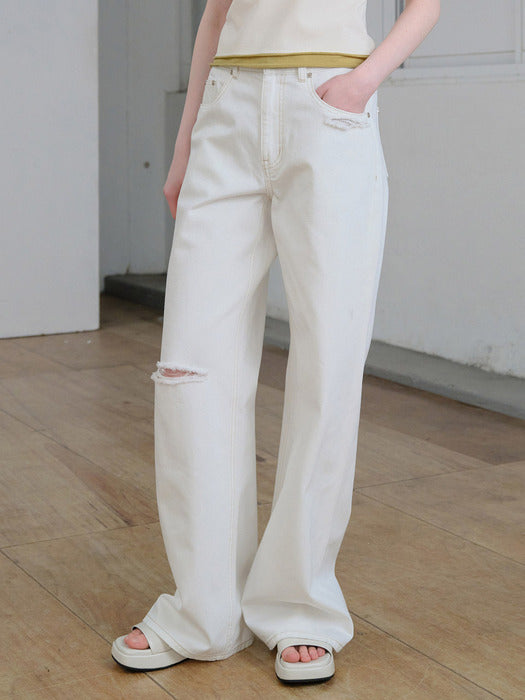 Raive Damage Cutting Detail Denim