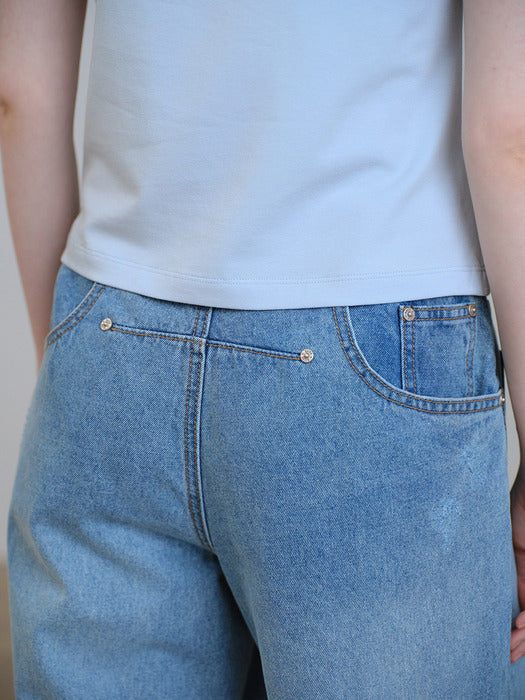 Raive Pocket Detail Denim Pants in Blue