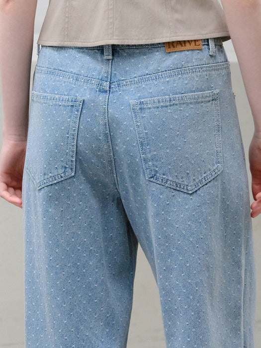 Raive Dot Pattern Wide Denim Pants