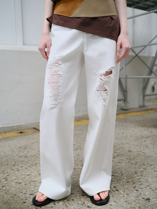 Raive Semi Wide Damage Denim