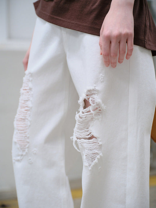 Raive Semi Wide Damage Denim