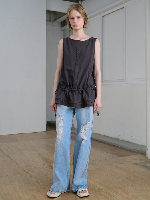 Raive Semi Wide Damage Denim