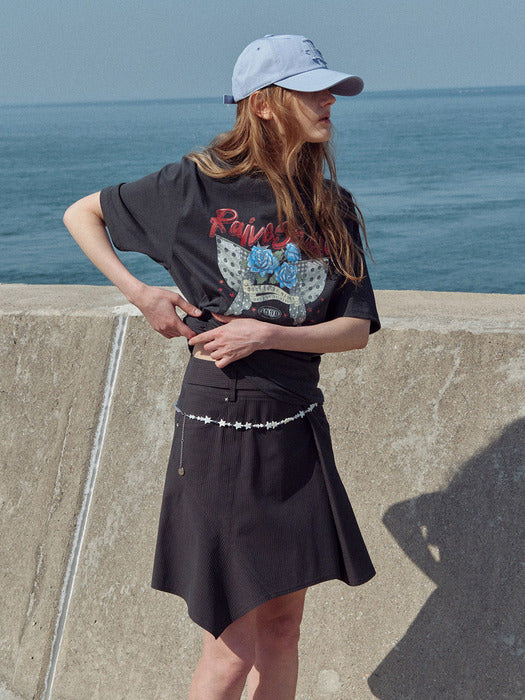 Raive Stripe Unbalanced Skirt