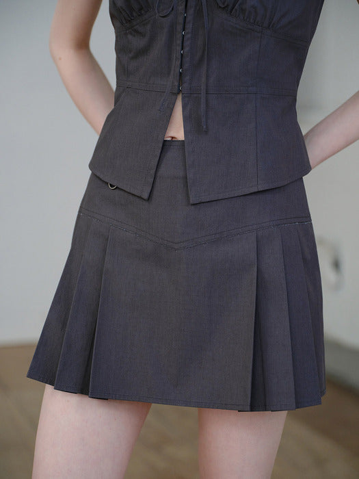 Raive Side Pleats Mini Skirt