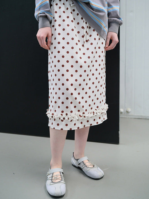Raive Dot Frill Midi Skirt