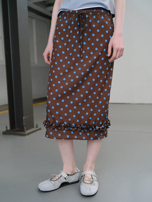 Raive Dot Frill Midi Skirt