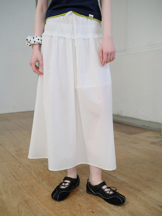 Raive Waist String Banding Skirt in White