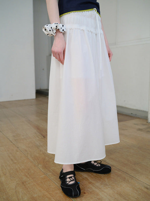 Raive Waist String Banding Skirt in White