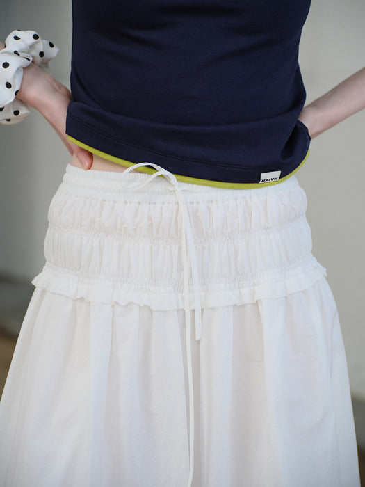 Raive Waist String Banding Skirt in White
