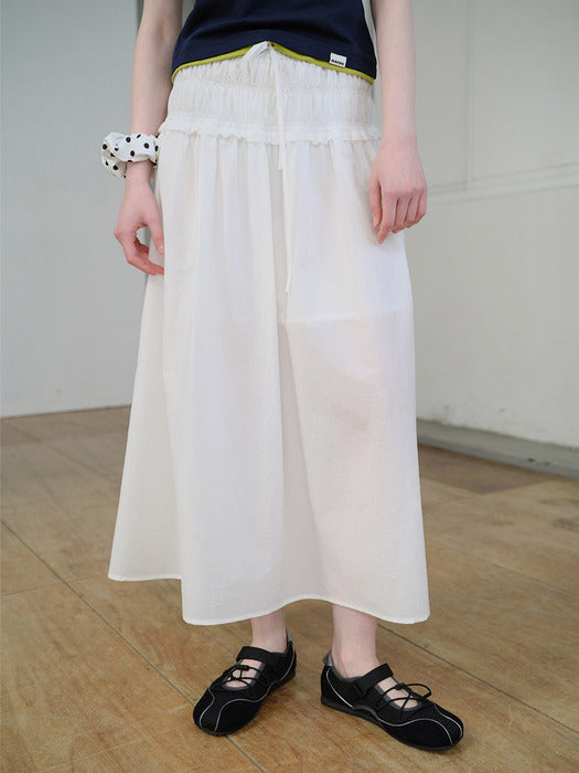 Raive Waist String Banding Skirt in White