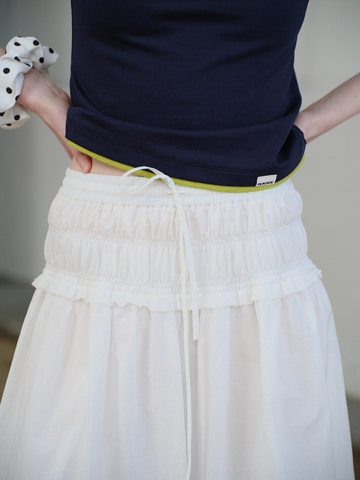Raive Waist String Banding Skirt in White