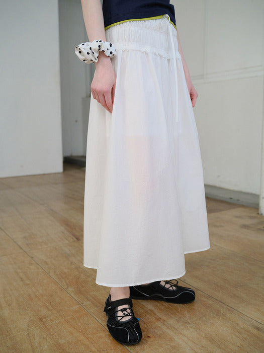 Raive Waist String Banding Skirt in White