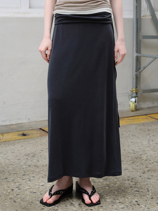Raive Shirring Banding String Long Skirt