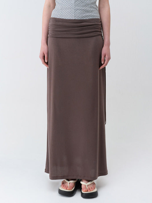 Raive Shirring Banding String Long Skirt
