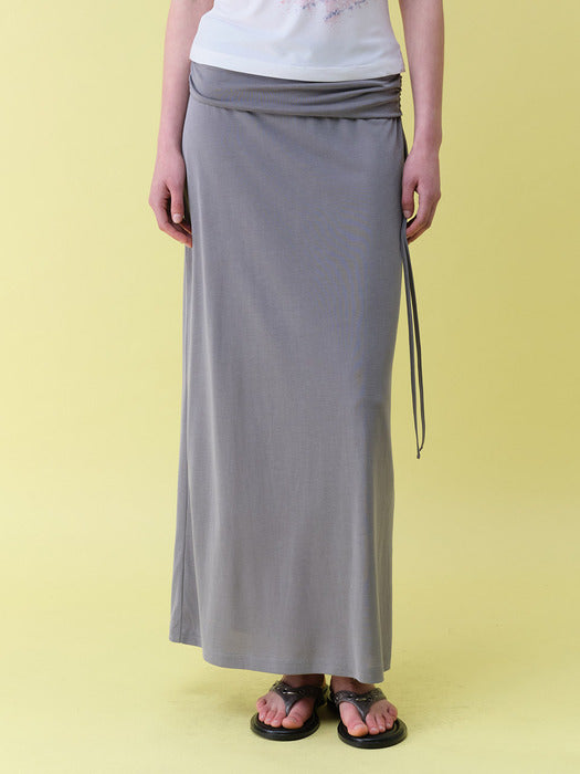 Raive Shirring Banding String Long Skirt