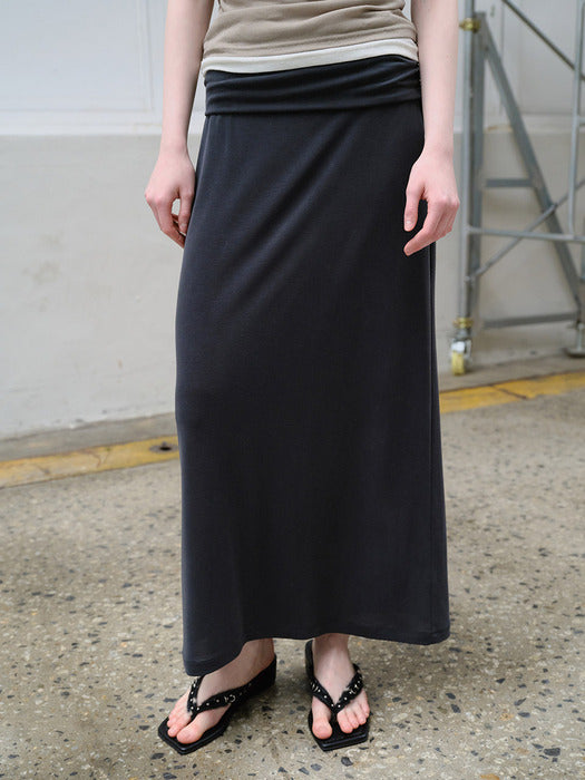 Raive Shirring Banding String Long Skirt