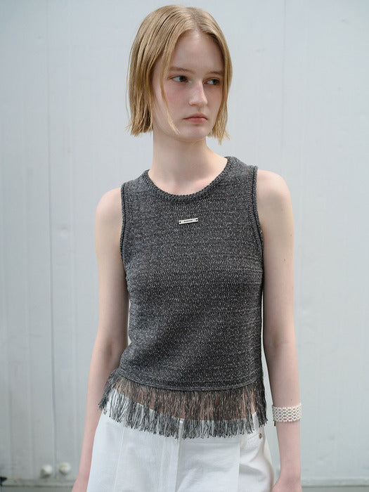 [raive] Tassle Deatail Sleeveless Knit VK6MP555_2color