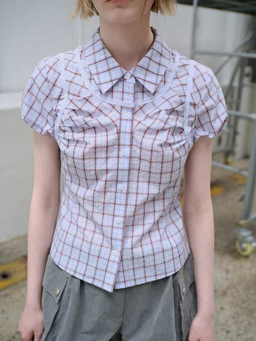 Raive Double-Layered Check Blouse