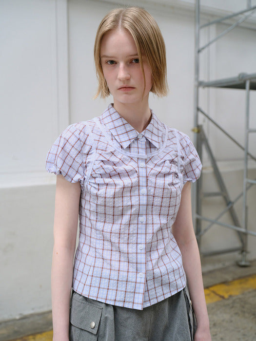 Raive Double-Layered Check Blouse