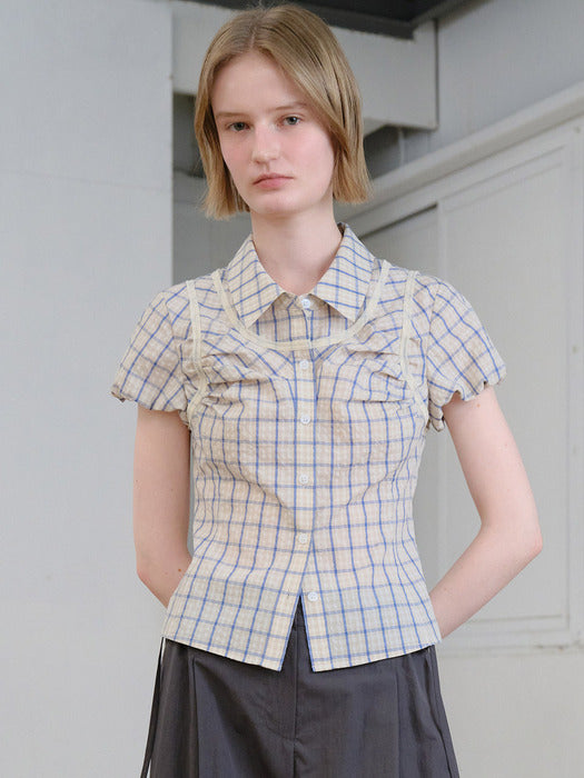 Raive Double-Layered Check Blouse
