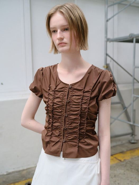 Raive Shirring Button Blouse