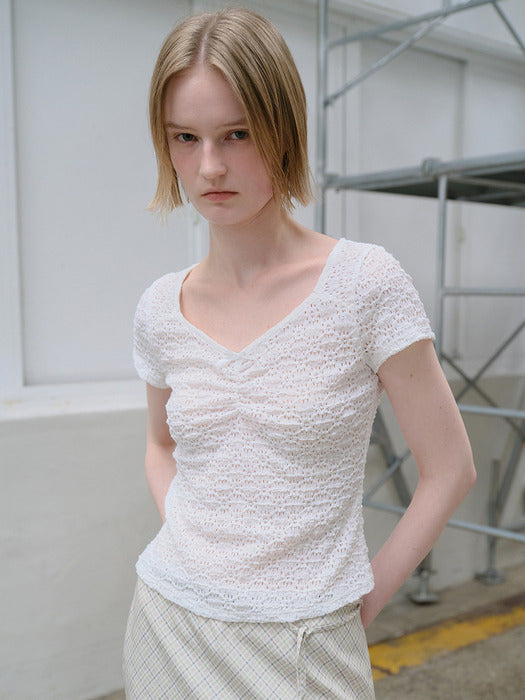 [raive] Lace Ribbon Top VW6ME544_2color