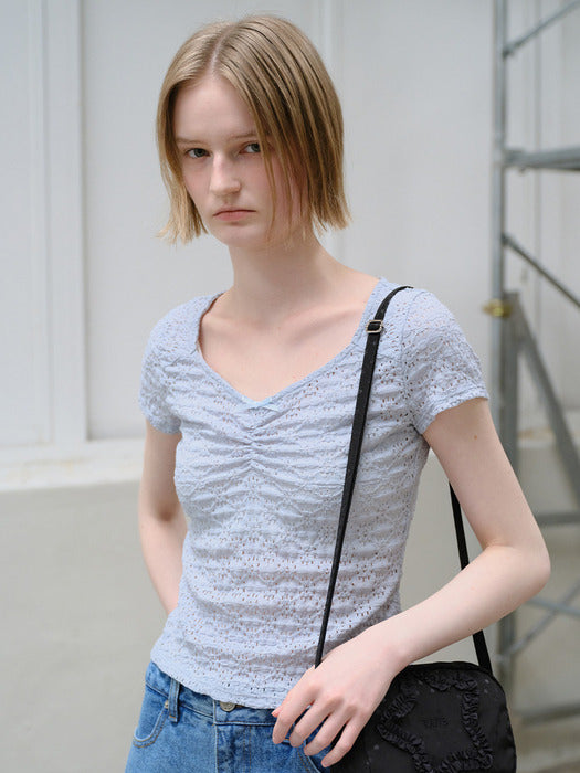 [raive] Lace Ribbon Top VW6ME544_2color