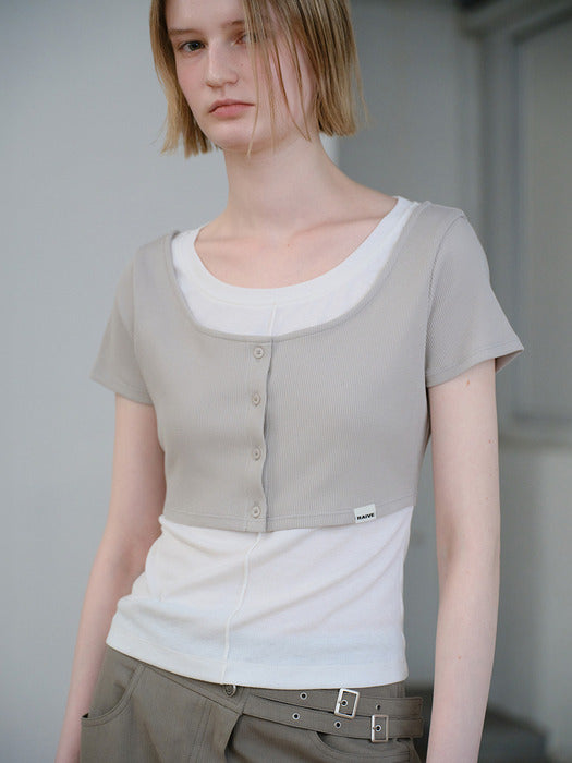 Raive Layered Button-up Top