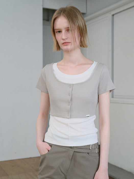 Raive Layered Button-up Top