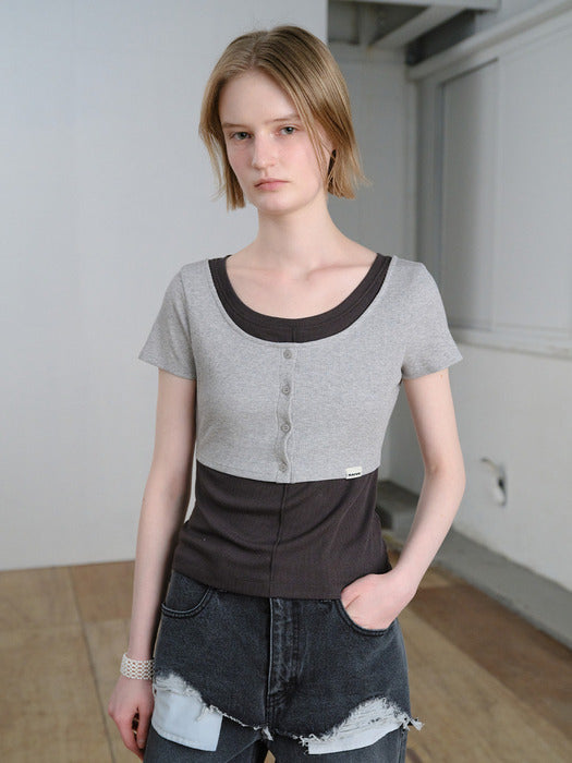 Raive Layered Button-up Top
