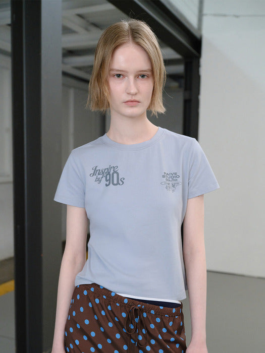 [raive] Lettering Print Slimfit T-shirts VW6ME432_2color