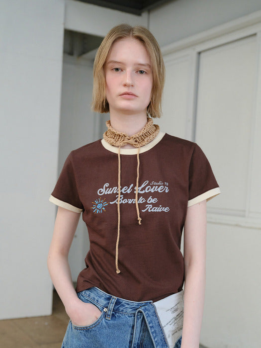 Raive Sunset Graphic Ringer T-shirts