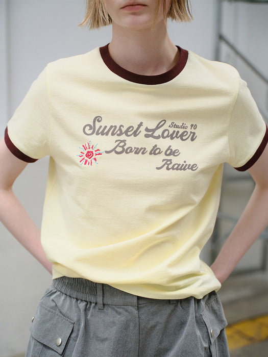 Raive Sunset Graphic Ringer T-shirts