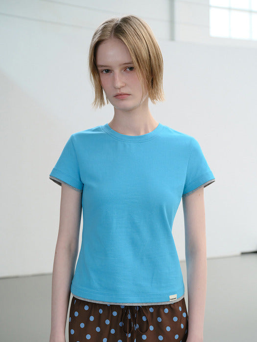 [raive] Layered Two-tone T-shirts VW6ME440_5color