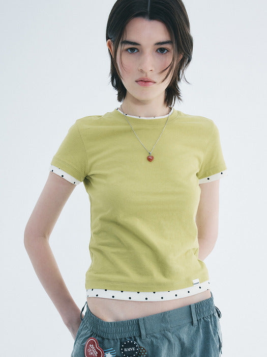 Raive Dot Layered Two-tone T-shirts