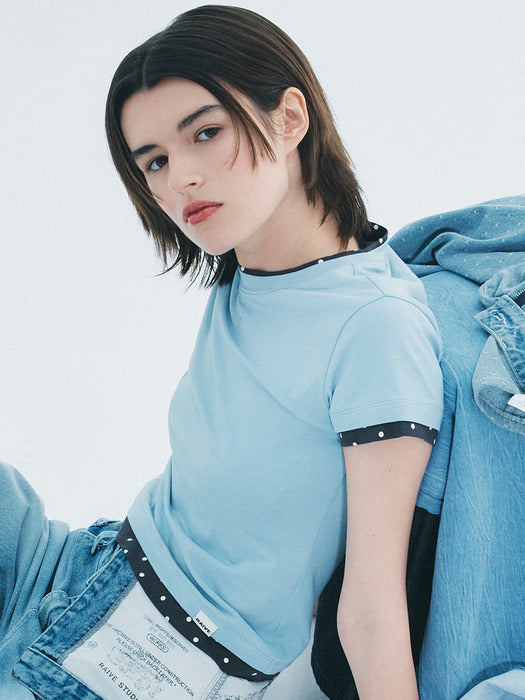 Raive Dot Layered Two-tone T-shirts