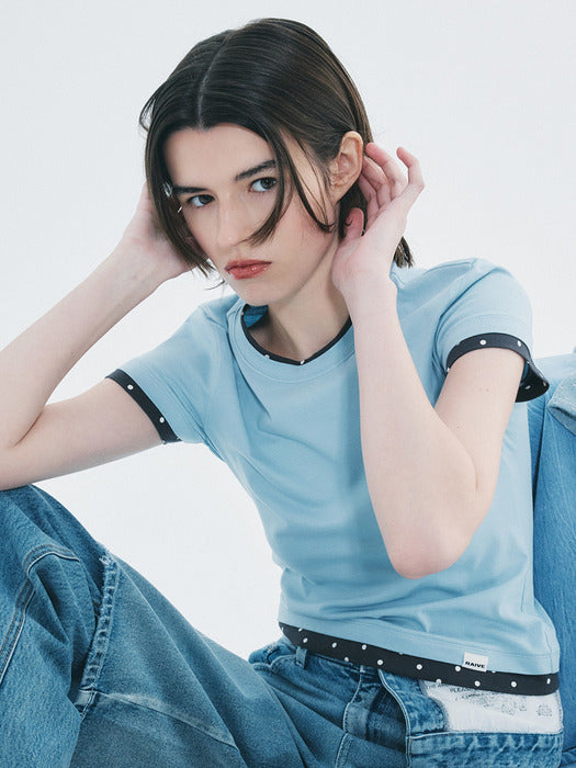 Raive Dot Layered Two-tone T-shirts
