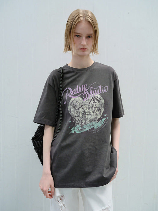 [raive] Heart Rose Blur Graphic T-shirts VW6ME435_2color