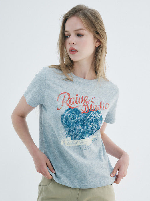 Raive Heart Rose Blur Graphic T-shirts