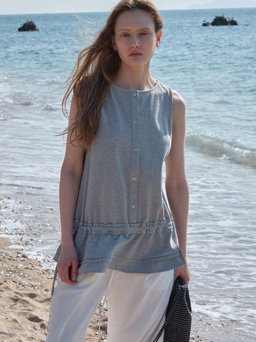 Raive Waist String Sleeveless Layered Top