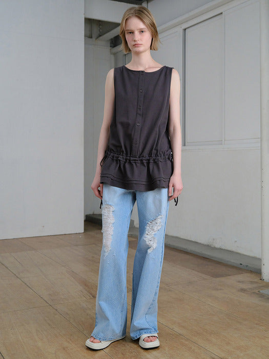 Raive Waist String Sleeveless Layered Top